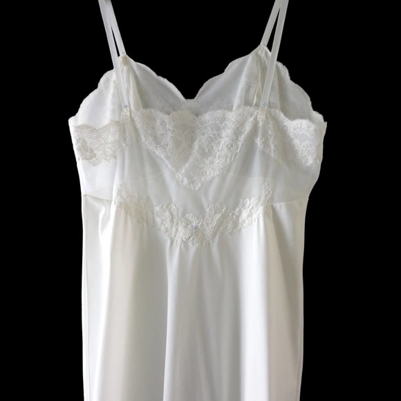 70s White Embroidered Bridal Slip Dress M - Picture 9 of 12
